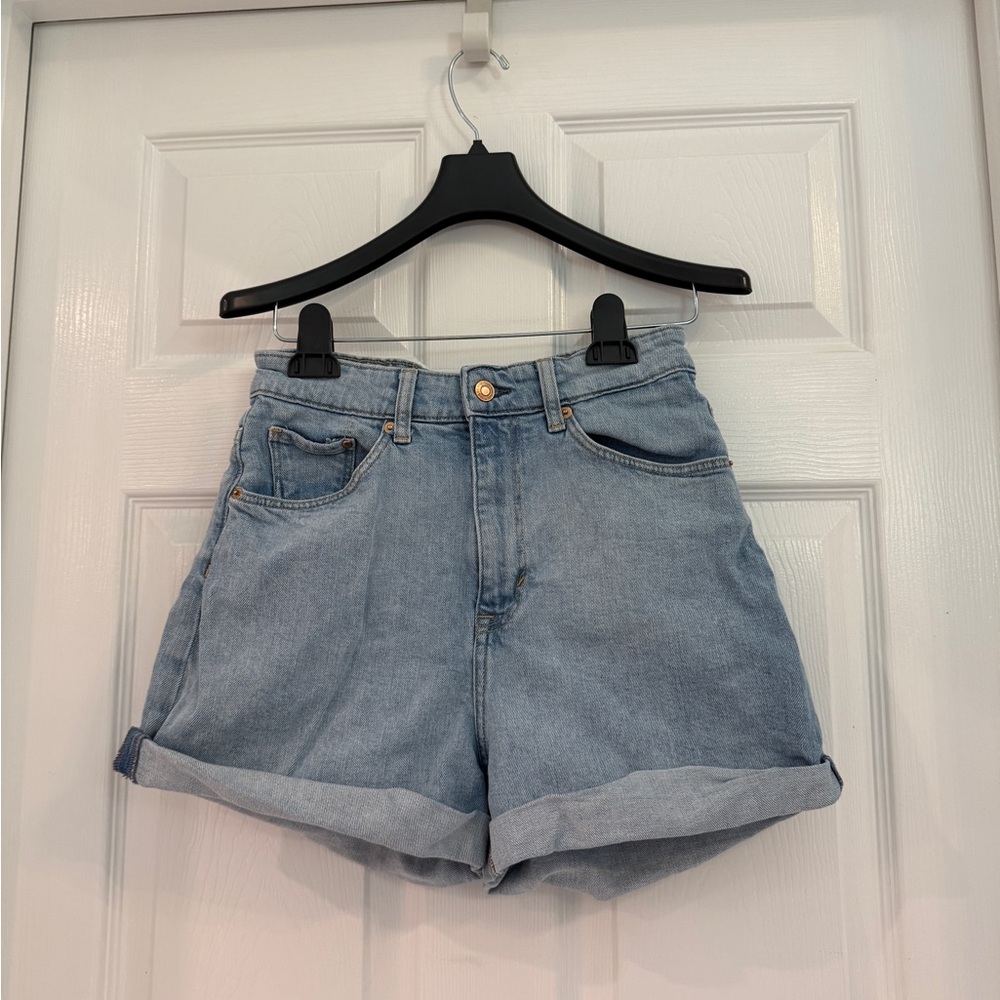 H&M denim ultra high waist shorts size 6